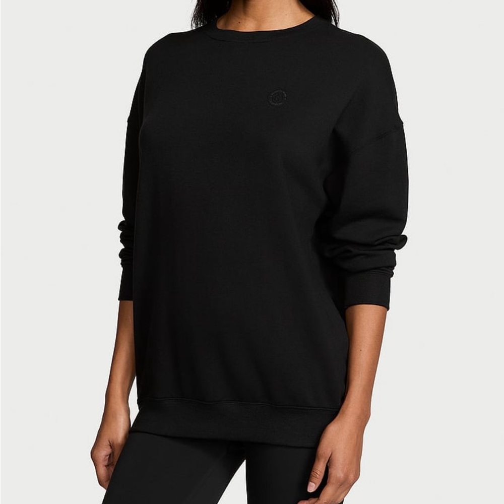 NWT PINK Victoria's Secret Black brushed model fleece Sweatshirt large